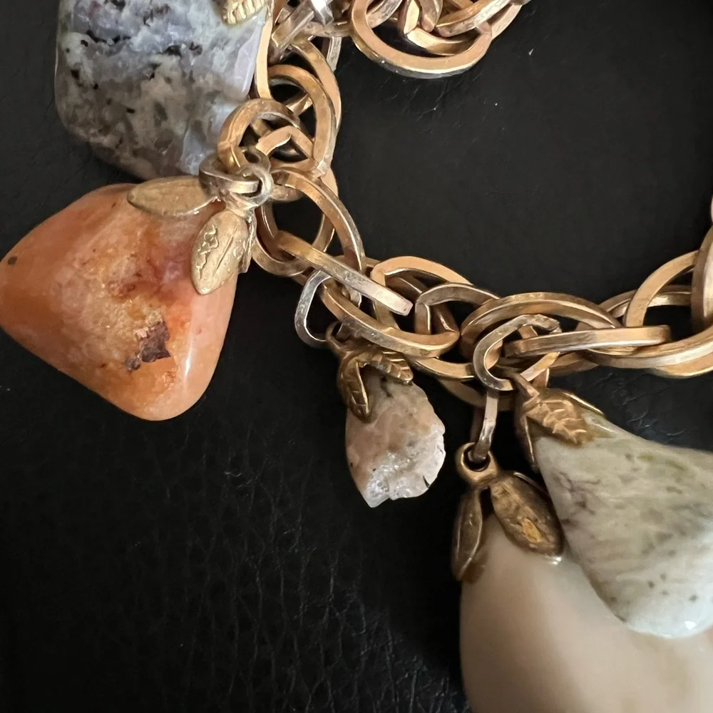 Vintage 1970s Chunky Multi-Stone Charm Bracelet - Picture 4 of 4